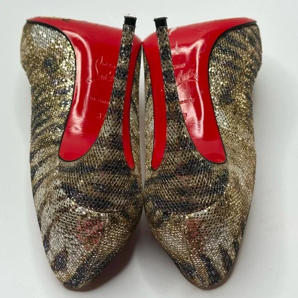 Christian Louboutin Pigalle Follies Glitter Sirene Stiletto Heels Shoes Size 37
